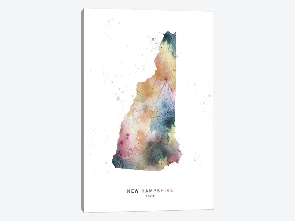 New Hampshire State Watercolor by WallDecorAddict 1-piece Canvas Wall Art