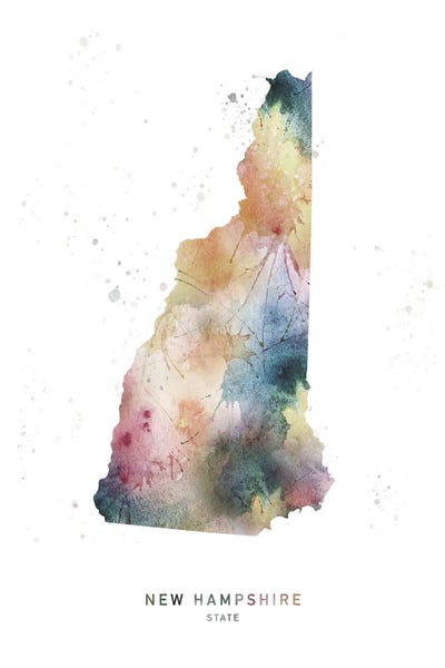 New Hampshire: New Hampshire State Watercolor by WallDecorAddict