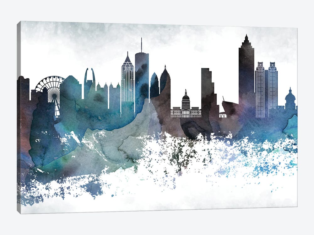 Atlanta Bluish Skylines by WallDecorAddict 1-piece Canvas Art