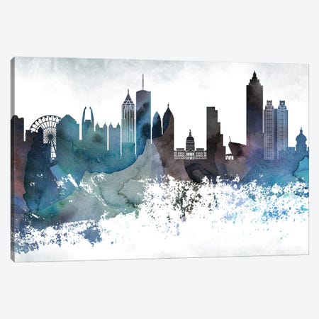 Atlanta Bluish Skylines Canvas Print #WDA30} by WallDecorAddict Canvas Wall Art