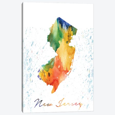 New Jersey State Colorful Canvas Print #WDA312} by WallDecorAddict Canvas Print