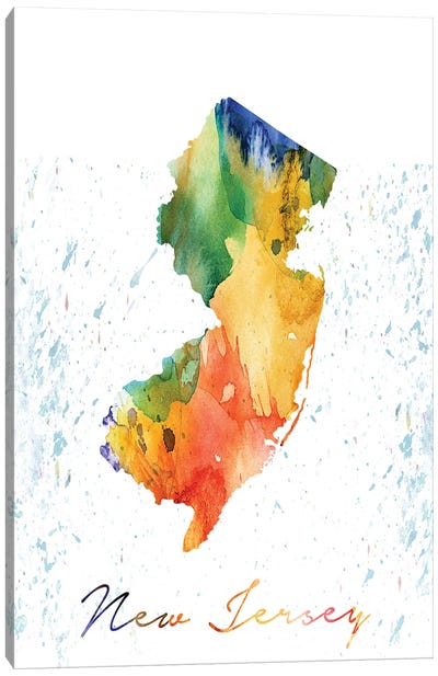 New Jersey State Colorful Canvas Art Print - New Jersey Art