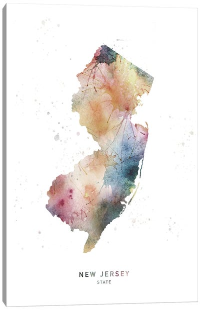 New Jersey State Watercolor Canvas Art Print - New Jersey Art