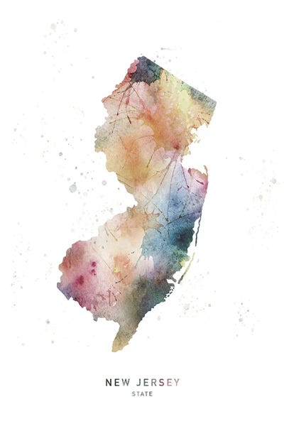 New Jersey: New Jersey State Watercolor by WallDecorAddict