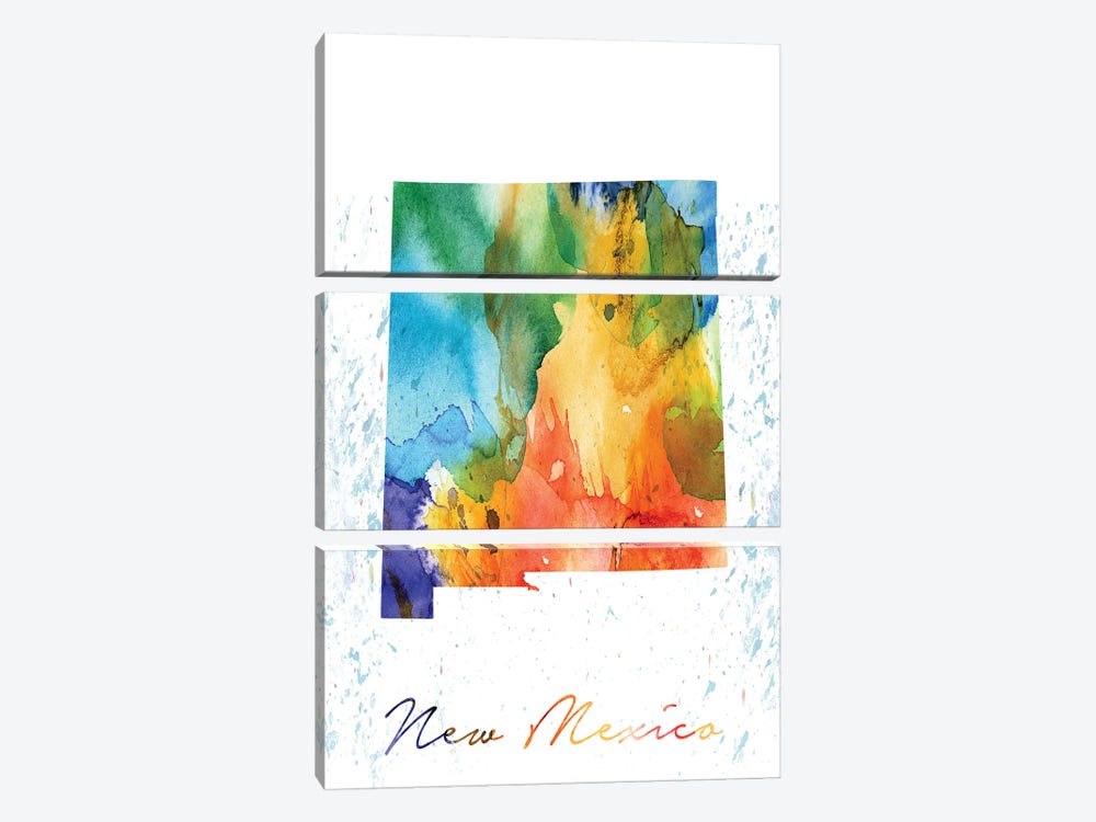 New Mexico State Colorful by WallDecorAddict 3-piece Canvas Wall Art