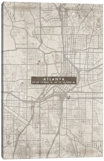 Atlanta City Map Abstract Canvas Art Print - Atlanta Maps