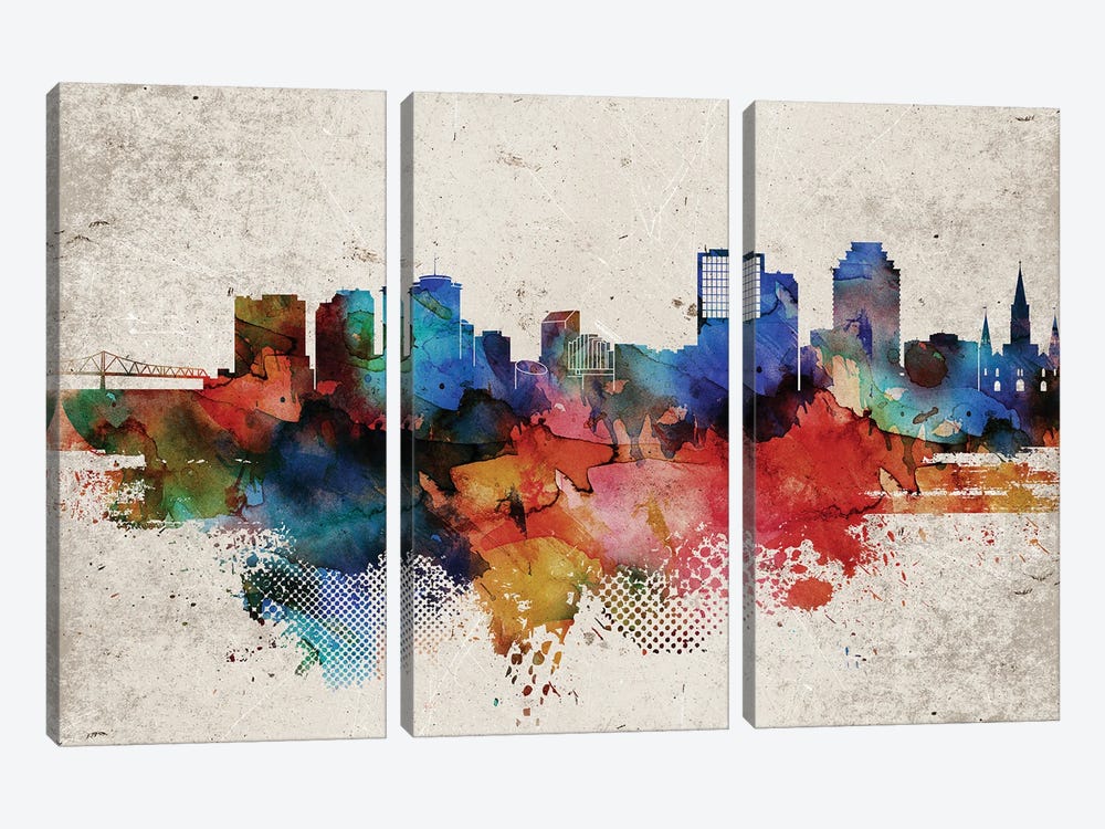 New Orleans Abstract by WallDecorAddict 3-piece Canvas Print