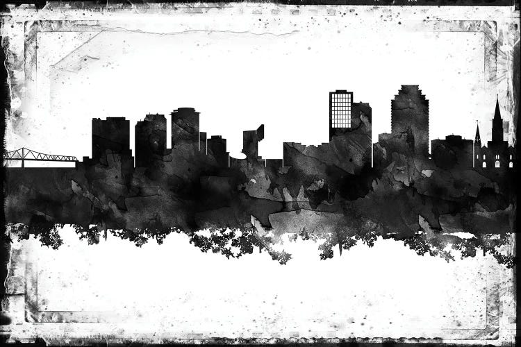 New Orleans Black And White Framed Skylines by WallDecorAddict wall art