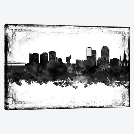New Orleans Black And White Framed Skylines Canvas Print #WDA321} by WallDecorAddict Canvas Artwork