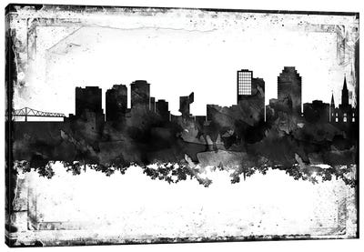 New Orleans Black And White Framed Skylines Canvas Art Print - New Orleans Skylines