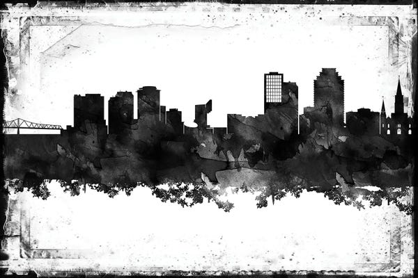 Louisiana: New Orleans Black And White Framed Skylines by WallDecorAddict
