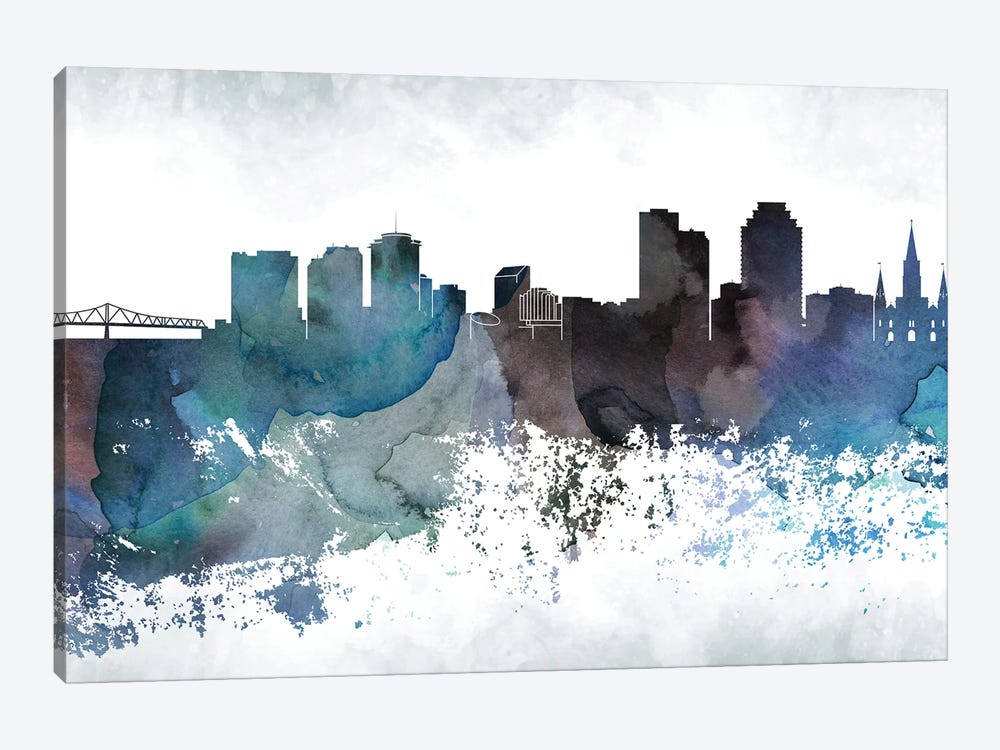 New Orleans Bluish Skylines by WallDecorAddict 1-piece Art Print