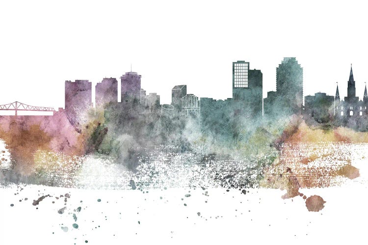 New Orleans Pastel Skylines by WallDecorAddict wall art