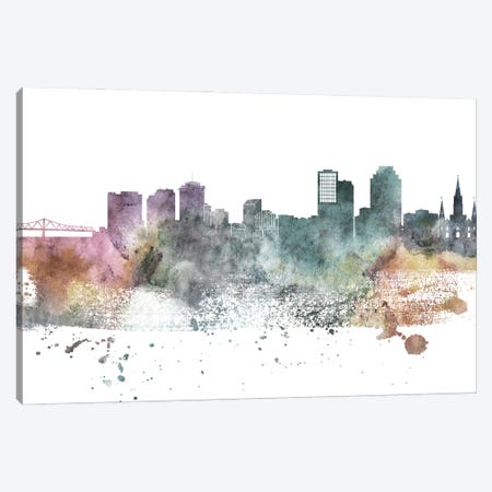 New Orleans Pastel Skylines Canvas Print #WDA323} by WallDecorAddict Canvas Artwork