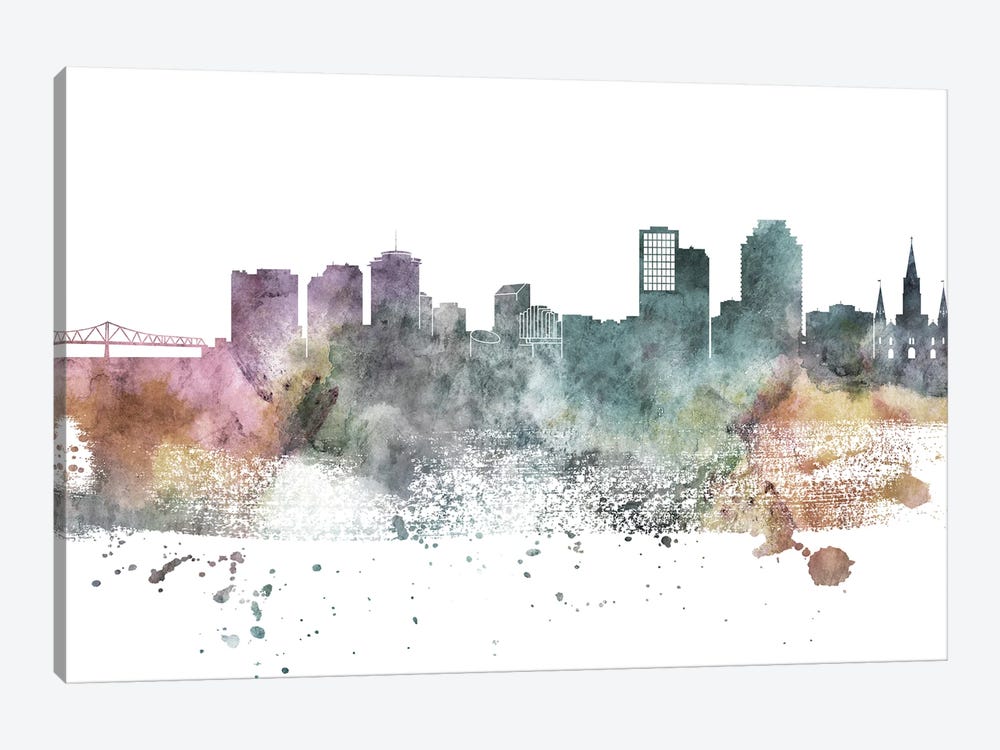 New Orleans Pastel Skylines by WallDecorAddict 1-piece Canvas Art