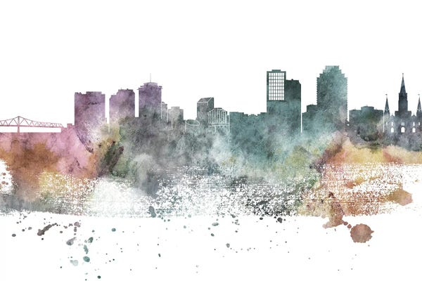 New Orleans Skylines: New Orleans Pastel Skylines by WallDecorAddict
