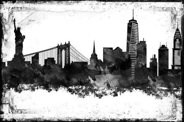 Sculptures & Statues: New York Black And White Framed Skylines by WallDecorAddict