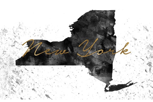 Black & White & Gold: New York Black And White Gold by WallDecorAddict