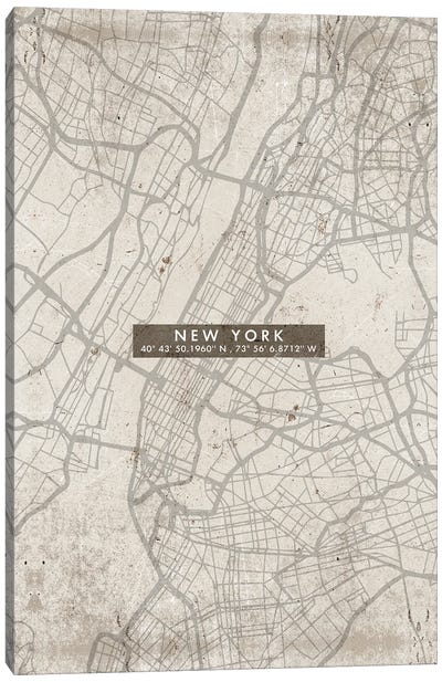 New York City Map Abstract Canvas Art Print - New York City Map