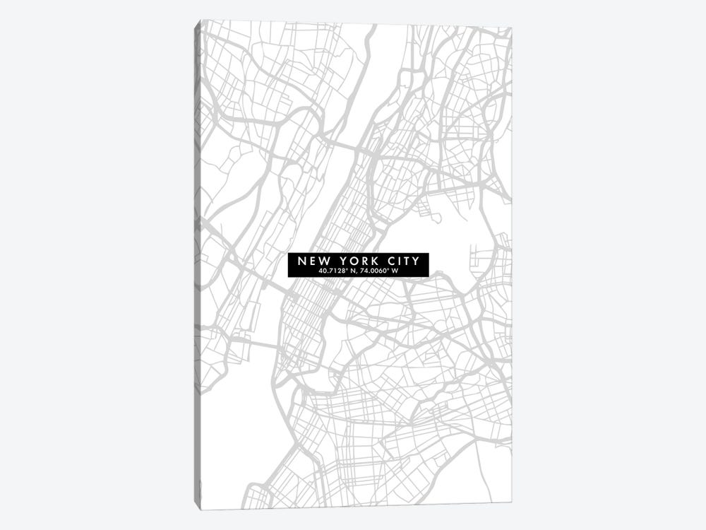 New York City Map Minimal 1-piece Canvas Art Print