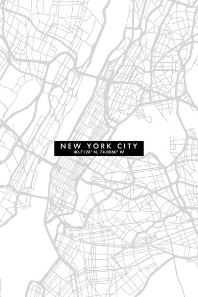 New York City Maps: New York City Map Minimal by WallDecorAddict