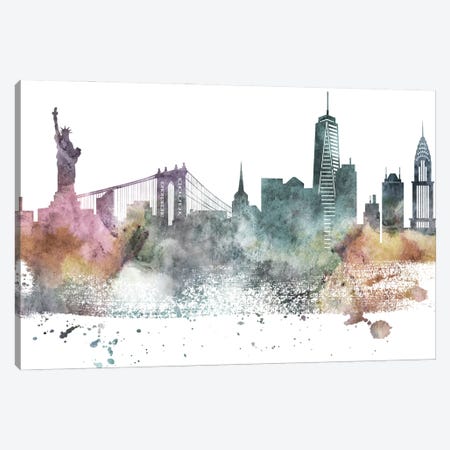 New York Pastel Skylines Canvas Print #WDA333} by WallDecorAddict Canvas Print
