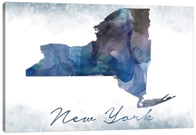 New York State Bluish Canvas Art Print - State Maps