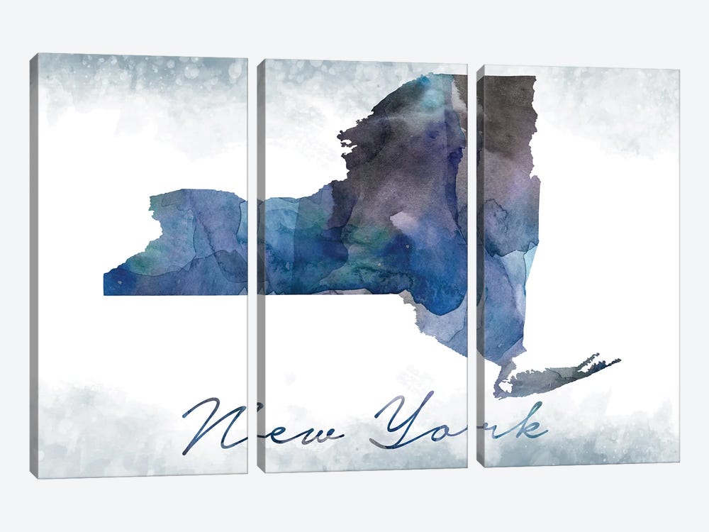 New York State Bluish by WallDecorAddict 3-piece Canvas Art