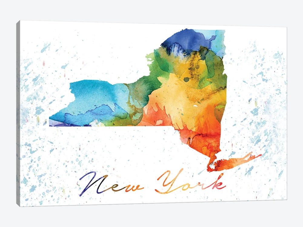 New York State Colorful by WallDecorAddict 1-piece Canvas Art Print