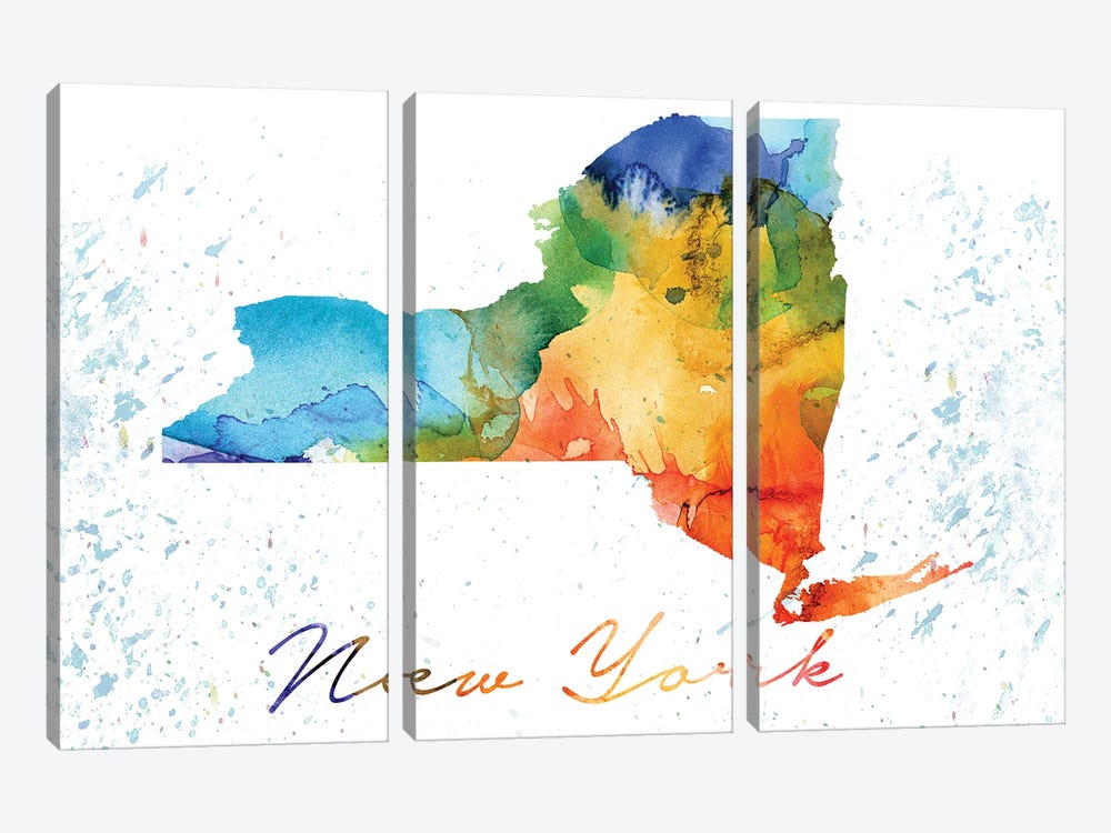 New York State Colorful by WallDecorAddict 3-piece Canvas Print