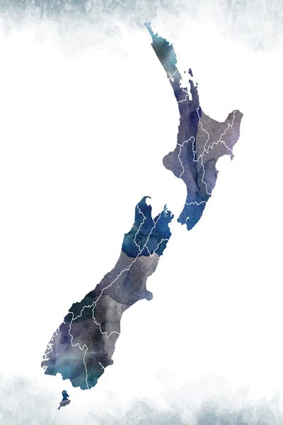 New Zealand Bluishmap by WallDecorAddict gallery poster