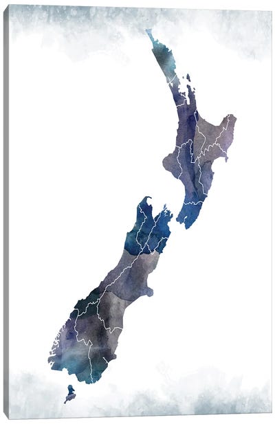 New Zealand Bluishmap Canvas Art Print - Country Maps