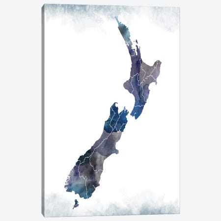 New Zealand Bluishmap Canvas Print #WDA337} by WallDecorAddict Canvas Artwork