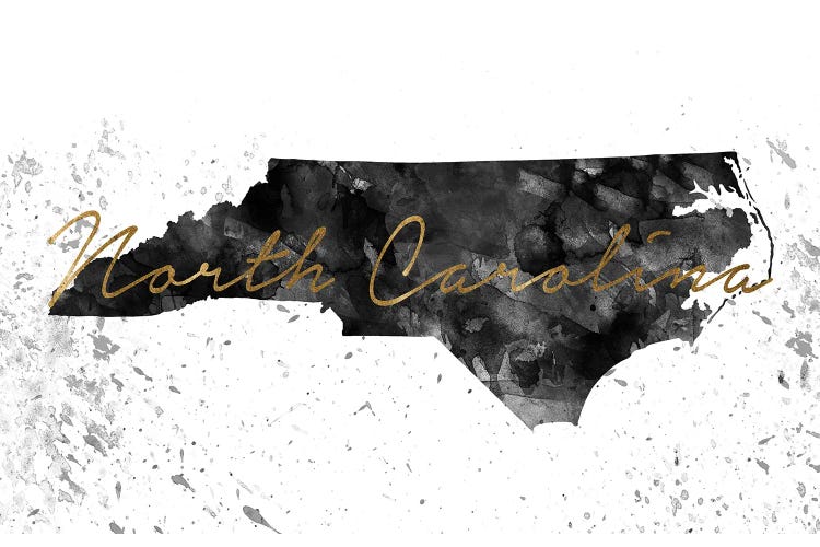 North Carolina Black And White Gold by WallDecorAddict wall art