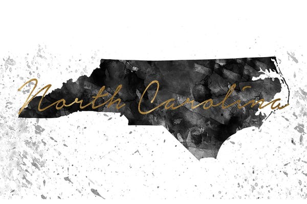 North Carolina: North Carolina Black And White Gold by WallDecorAddict
