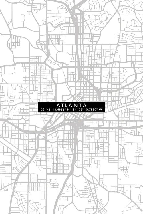 Atlanta City Map Minimal by WallDecorAddict wall art