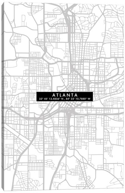 Atlanta City Map Minimal Canvas Art Print - Atlanta Maps