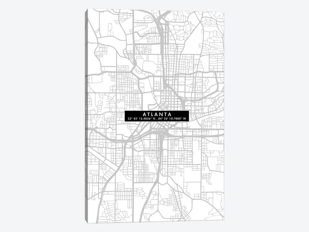 Atlanta City Map Minimal by WallDecorAddict 1-piece Canvas Art Print
