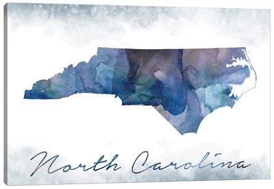 North Carolina State Bluish Canvas Art Print - 3-Piece Map Art
