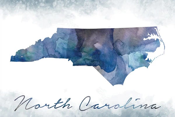 Large Map Art - Canvas Prints: North Carolina State Bluish by WallDecorAddict