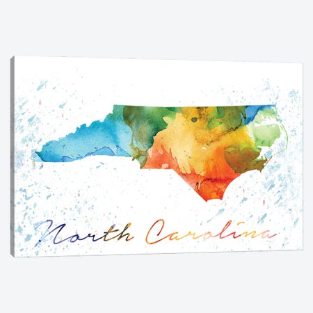 North Carolina State Gcolorful Canvas Print #WDA341} by WallDecorAddict Canvas Artwork