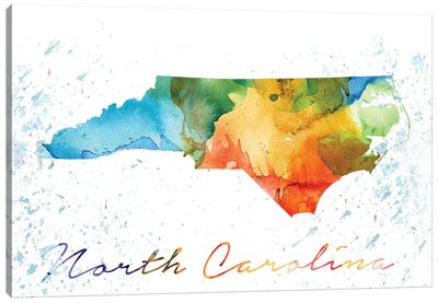 North Carolina State Gcolorful Canvas Art Print - State Maps