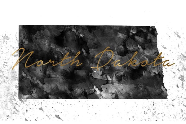 North Dakota: North Dakota Black And White Gold by WallDecorAddict