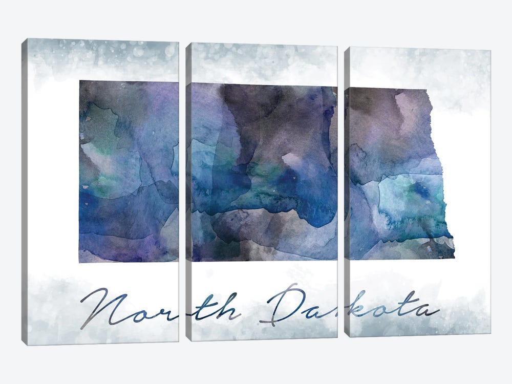 North Dakota State Bluish by WallDecorAddict 3-piece Canvas Print