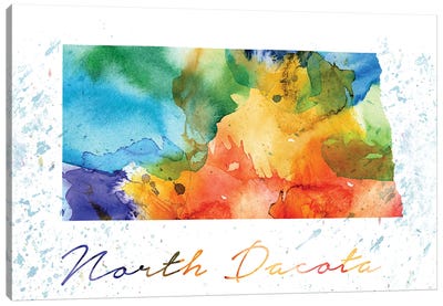 North Dakota State Colorful Canvas Art Print - WallDecorAddict