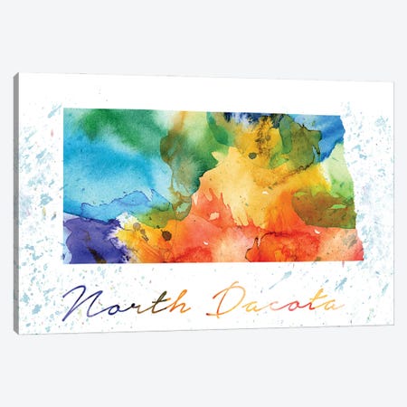 North Dakota State Colorful Canvas Print #WDA347} by WallDecorAddict Art Print