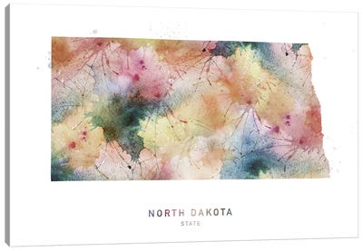 North Dakota Watercolor State Map Canvas Art Print - North Dakota