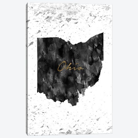 Ohio Black And White Gold Canvas Print #WDA350} by WallDecorAddict Art Print