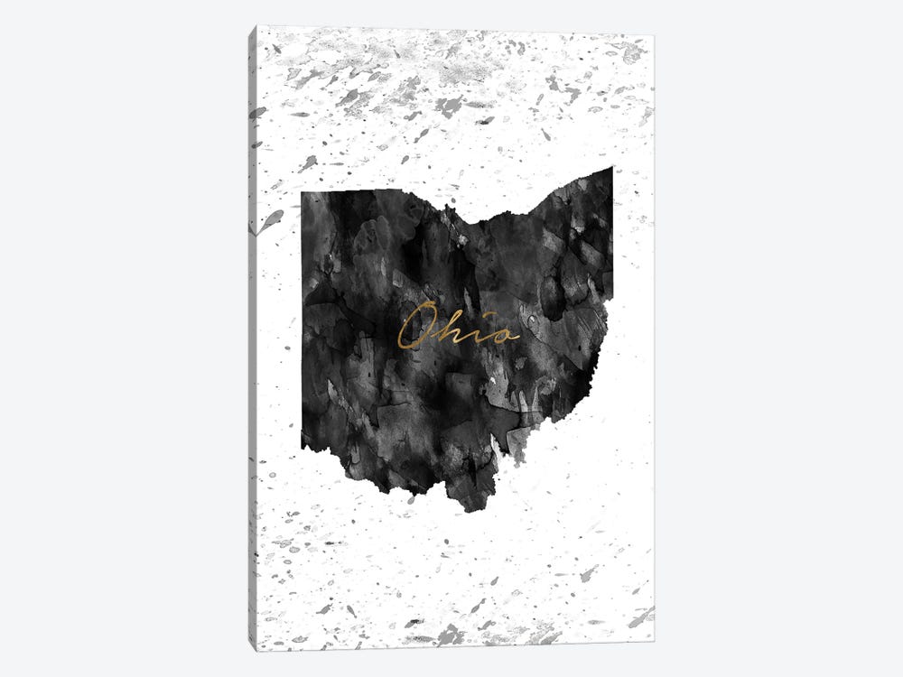 Ohio Black And White Gold by WallDecorAddict 1-piece Canvas Artwork