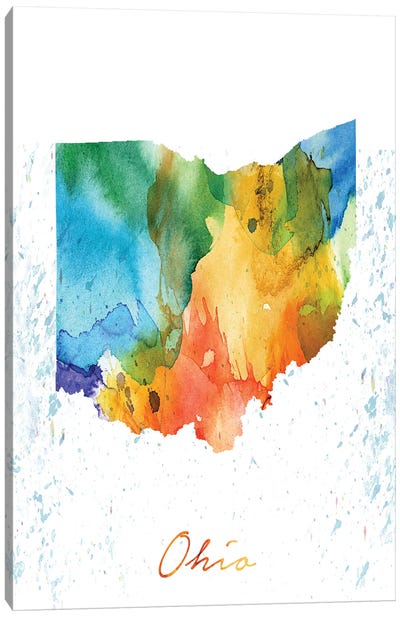 Ohio State Colorful Canvas Art Print - State Maps